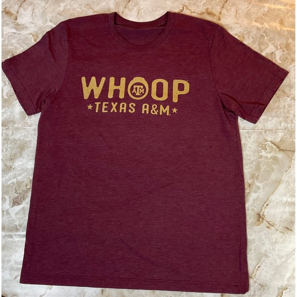 Texas A&M Aggies Whoop T-Shirt Maroon Gold College Graphic Tee - Picture 1 of 4